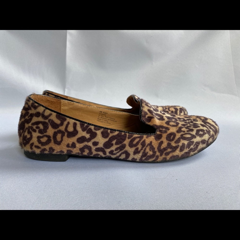 Jessica faux hair leopard flats